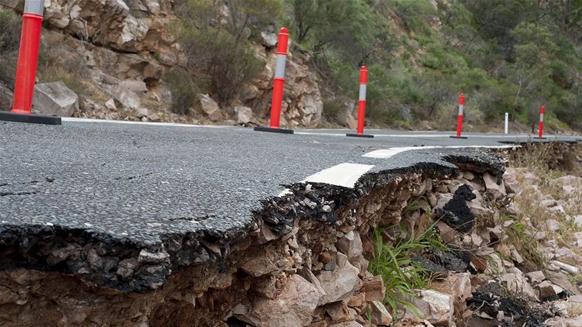 Damaged country road in South Australia