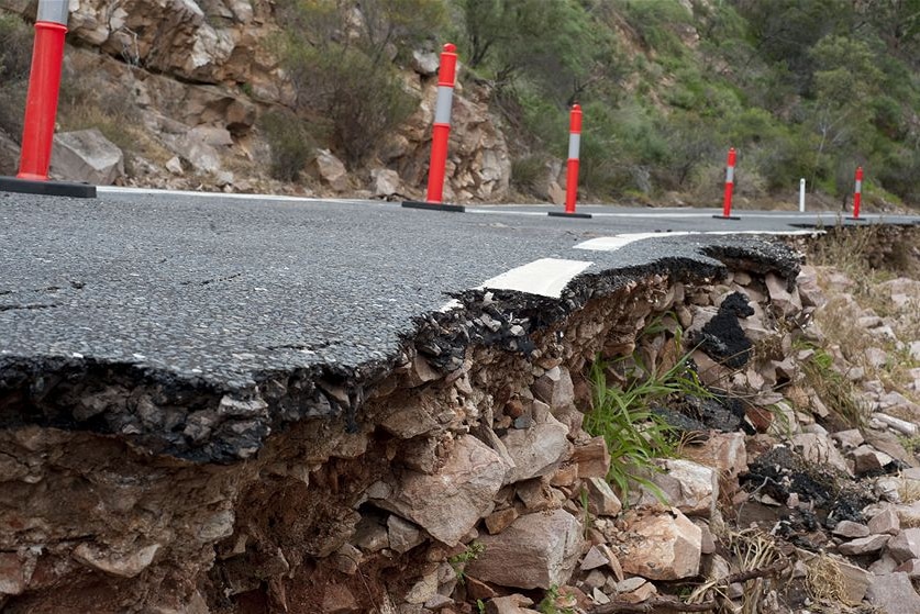 Damaged country road