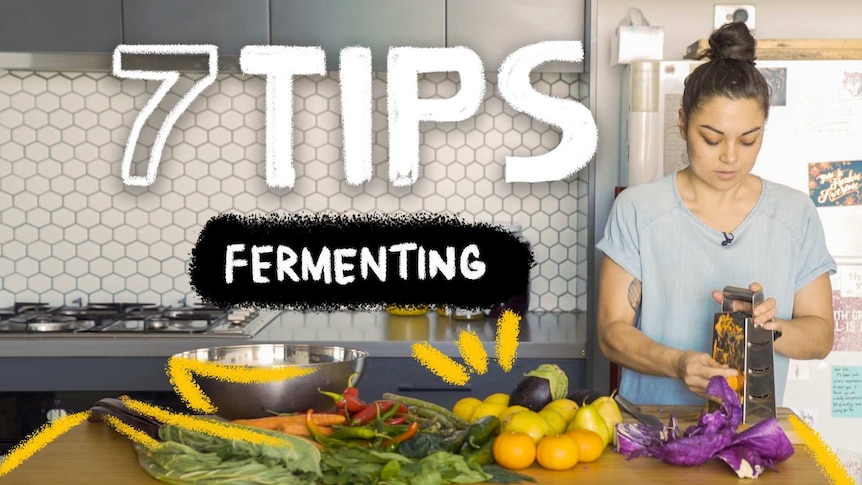Thumbnail of Cass Hay shredding carrot in her kitchen with the title: 7 Tips Fermenting