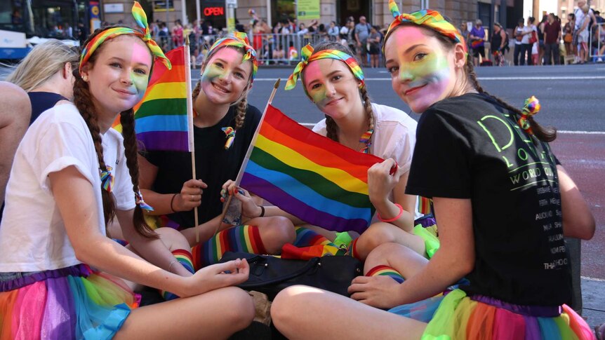Teenagers at Sydney Gay and Lesbian Mardi Gras.