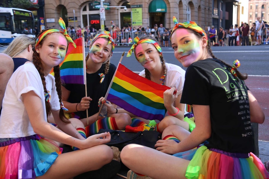 Teenagers at Sydney Gay and Lesbian Mardi Gras.