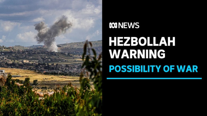Hezbollah Warning, Possibility of War: A wideshot of a settlement with a plume of smoke rising from the centre.