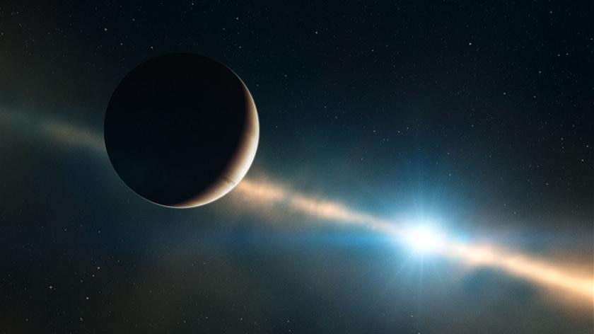 This artist's impression shows how the planet inside the disc of Beta Pictoris may look.