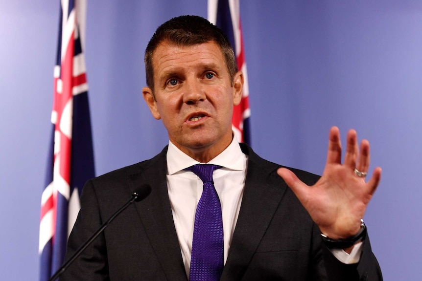 Mike Baird speaks to reporters in Sydney