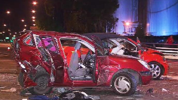 Two of the cars involved in four car crash at Hindmarsh, January 27 2012