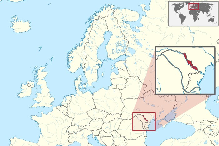 A map of Moldova showing the Transnistria breakaway region.