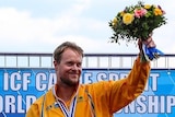Australia's Curtis McGrath wins the V1 200 para-canoe event at the 2014 world titles.