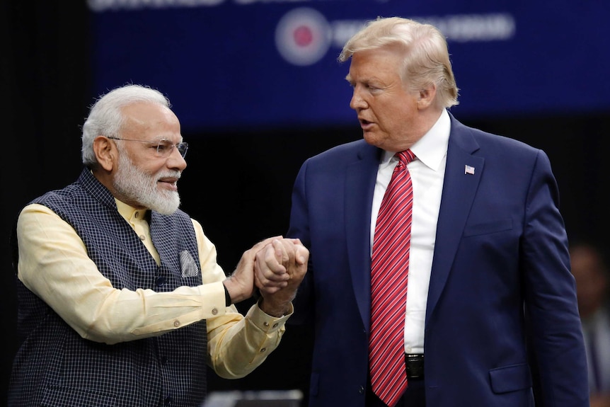 Prime Minister Narendra Modi and President Donald Trump shake hands
