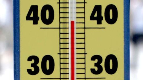 Thermometer recording above 40 degree temperature