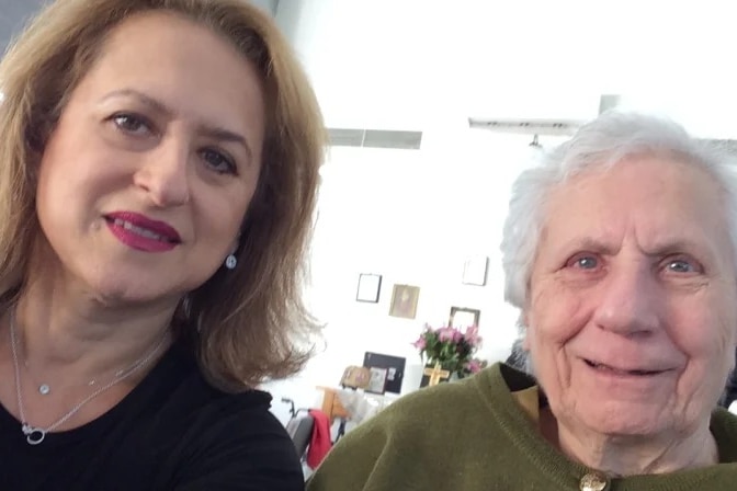 Christine Golding  and her mother Efraxia at St Basil's Home for the Aged.