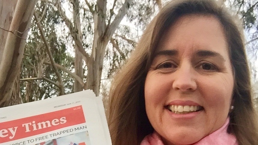 The editor of the Yass Valley Times Jasmin Jones with the latest edition of her community newspaper