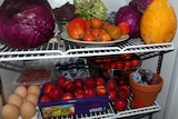 Fruit and vegetables in a fridge.