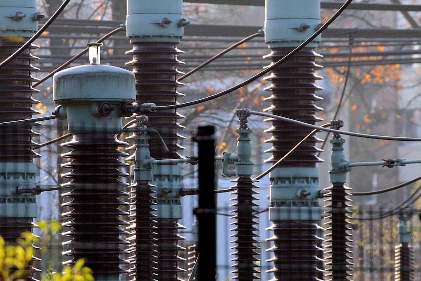 A group of electricity transformers.