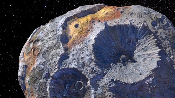 An artist's impression of asteroid 16 Psyche.
