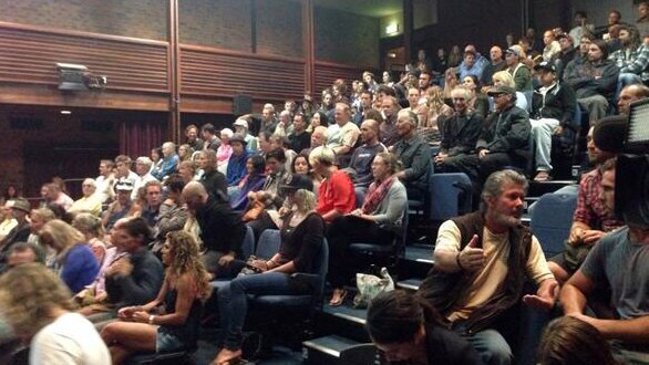 People attend a shark forum in Margaret River to discuss the government's catch and kill policy