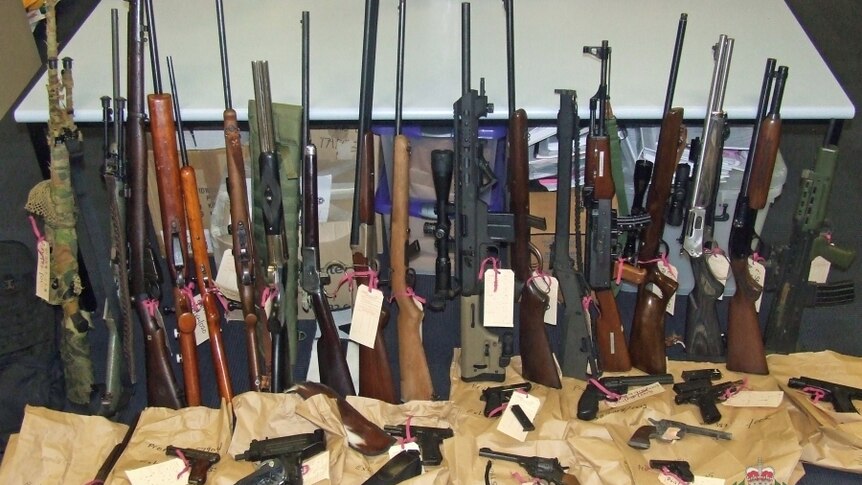 Police seize weapons arsenal in suburban raid