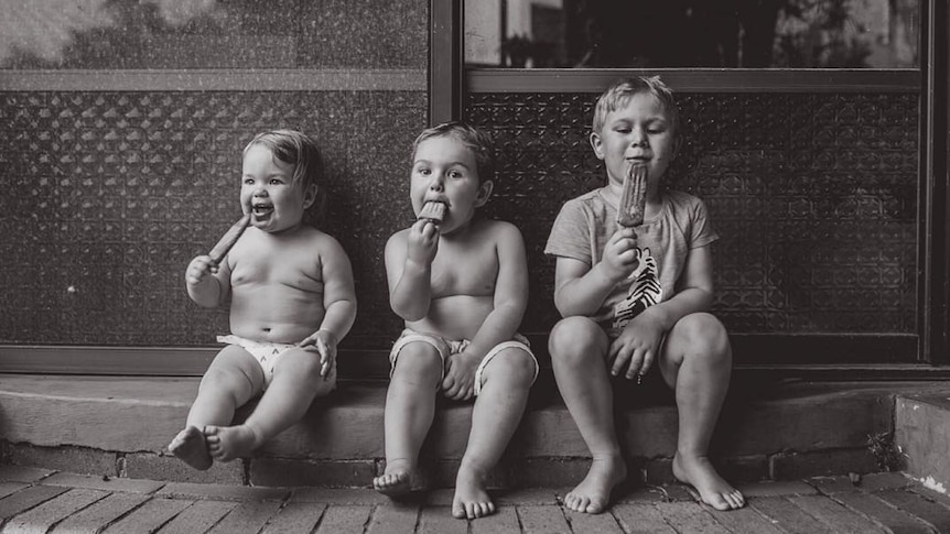 Three children with ice-creams