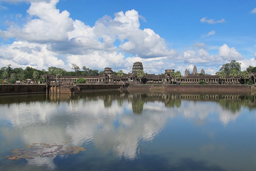 The temple complex of Angkor Wat, near the modern city of Siem Reap.