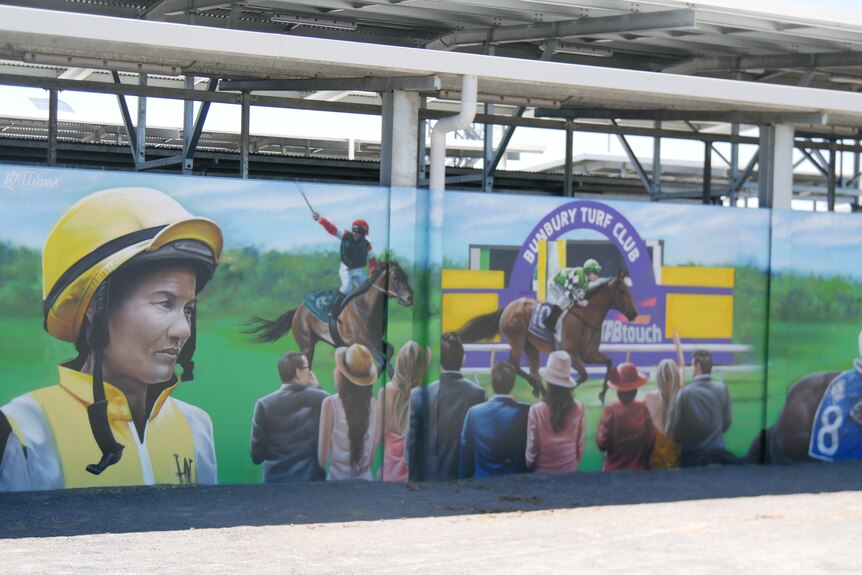 A mural painted on the wall at the Bunbury Turf Club.