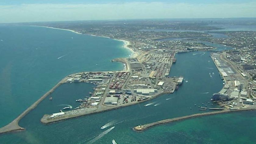 Aerial photograph of the Fremantle Port.