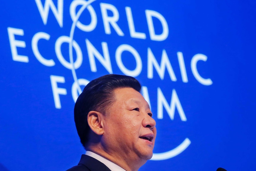 Xi Jinping speaks at the World Economic Forum.