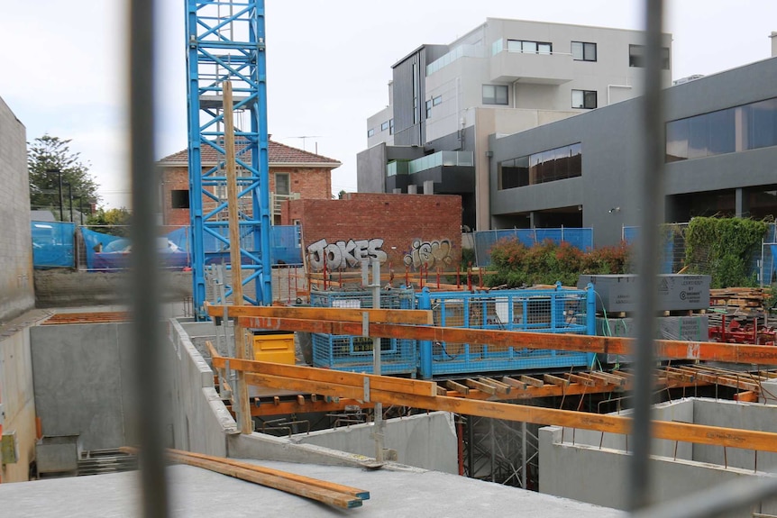 A construction site at Moonee Ponds.
