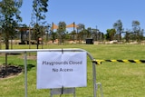 a closed sign at the december 2023 opened rozelle parklands after asbestos contaminated mulch was found at site