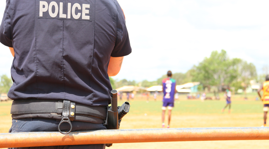 NT Police goal umpiring Wadeye Grand Final.