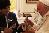 Pope Francis and Bolivian president Evo Morales