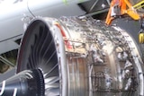 Damaged number 2 engine of a Qantas Airbus A380