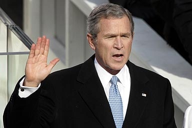 President Bush takes the oath of office.