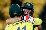 Mitchell Marsh and John Hastings celebrate win over New Zealand