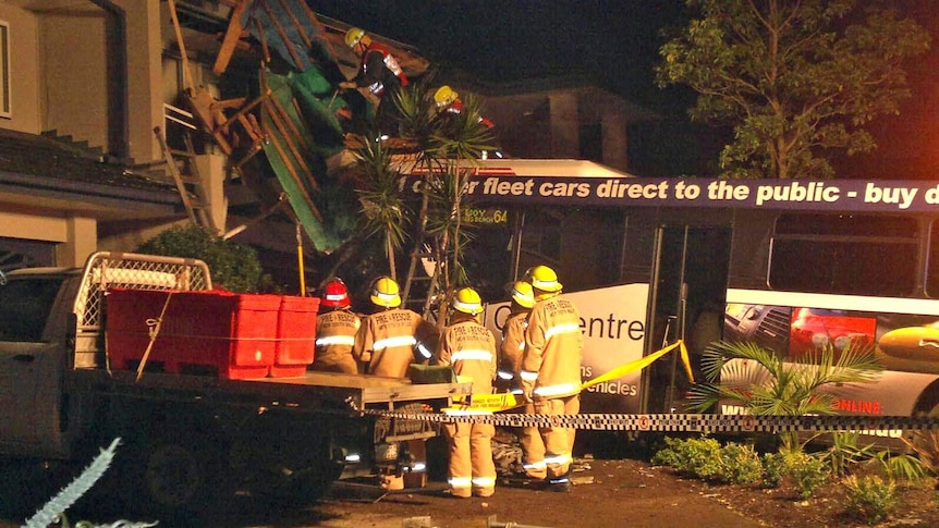 A bus crashes into a duplex at Empire Bay on the NSW Central Coast, 9 July 2013.