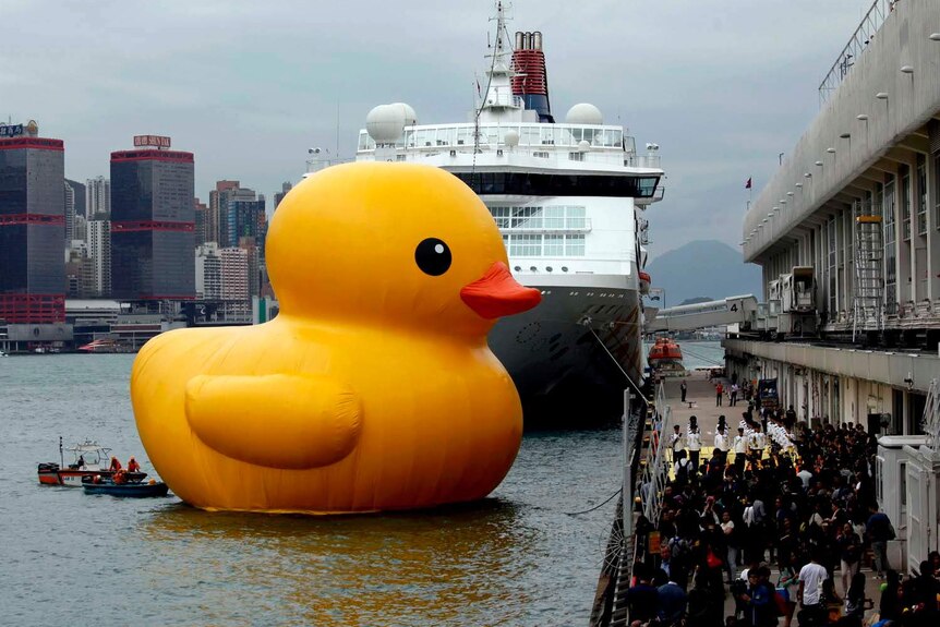 Rubber Duck in Hong Kong's Victoria Harbour