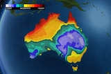 A Bureau of meteorology image showing where the rain will be the heaviest.