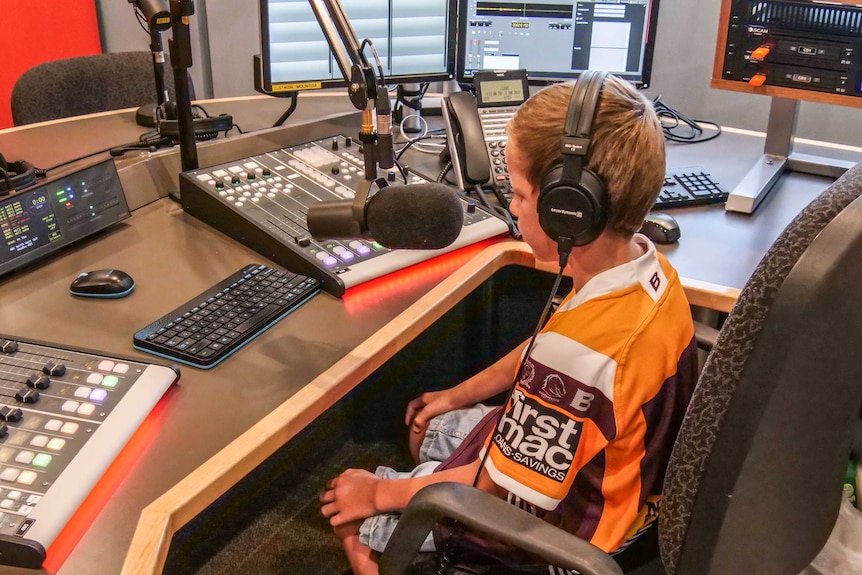 Christopher McLeod-Barrett at the ABC North West studios in Mount Isa