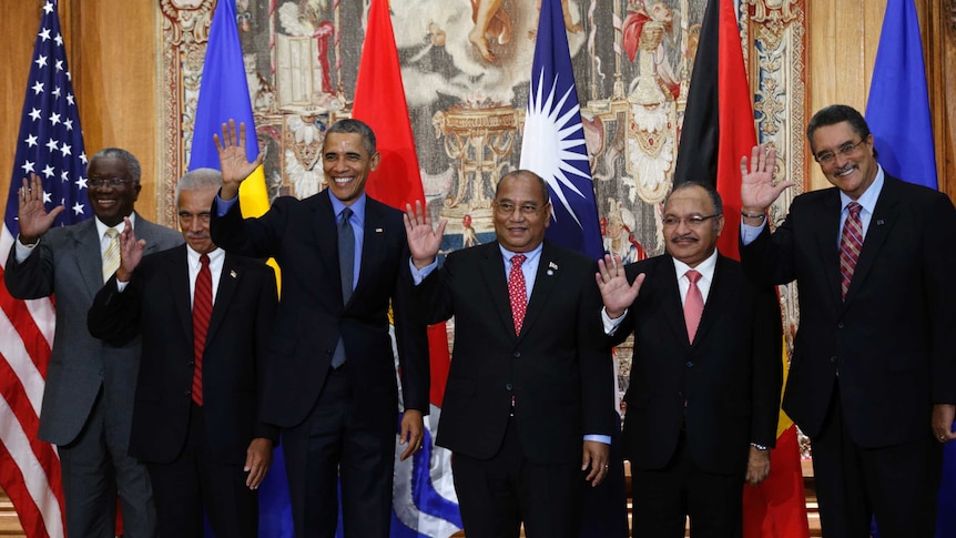 President Obama with Pacific island leaders in Paris
