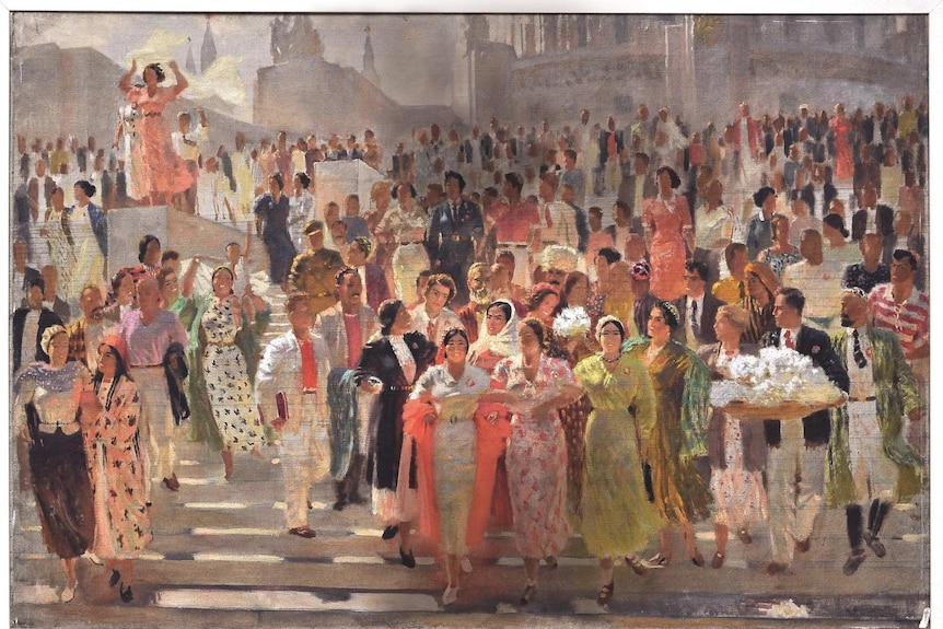 A painting depicting Soviet ethnic harmony.