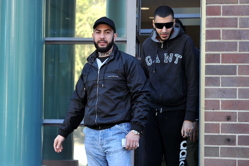 Supporters of Brothers 4 Life gang members leave Burwood Local Court in Sydney.