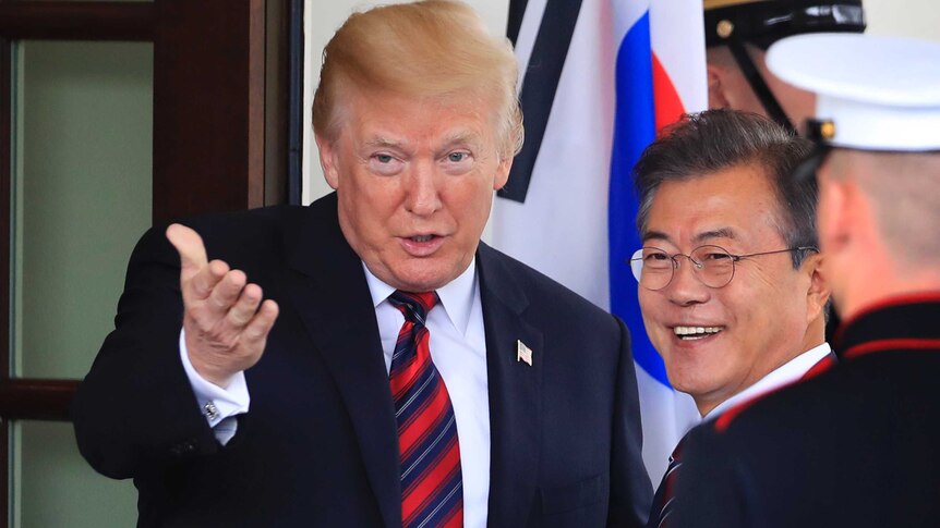 President Donald Trump welcomes Moon Jae-in