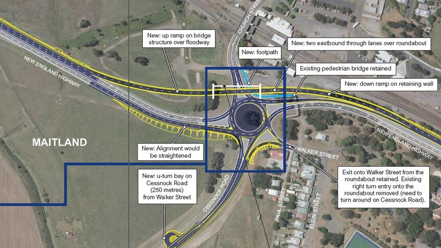 An overpass has been flagged to ease congestion on the New England Highway at Maitland.