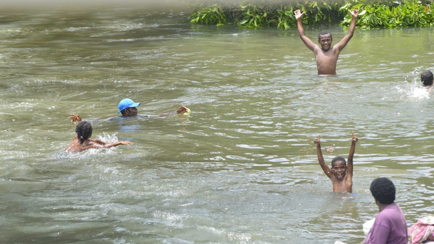 Villagers have been bathing in rivers after Tropical Cyclone Winston cut off their water supply.