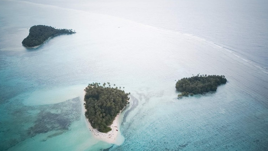 An aerial view of the Carteret Islands.