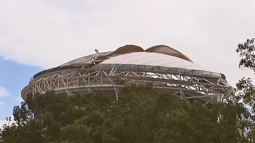 Winds ripped roofing at Adelaide Oval