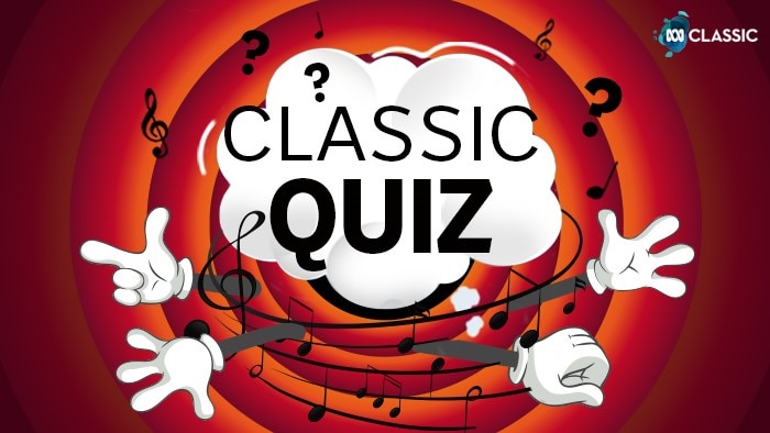The words "Classic Quiz" with cartoon arms and musical notation around them.