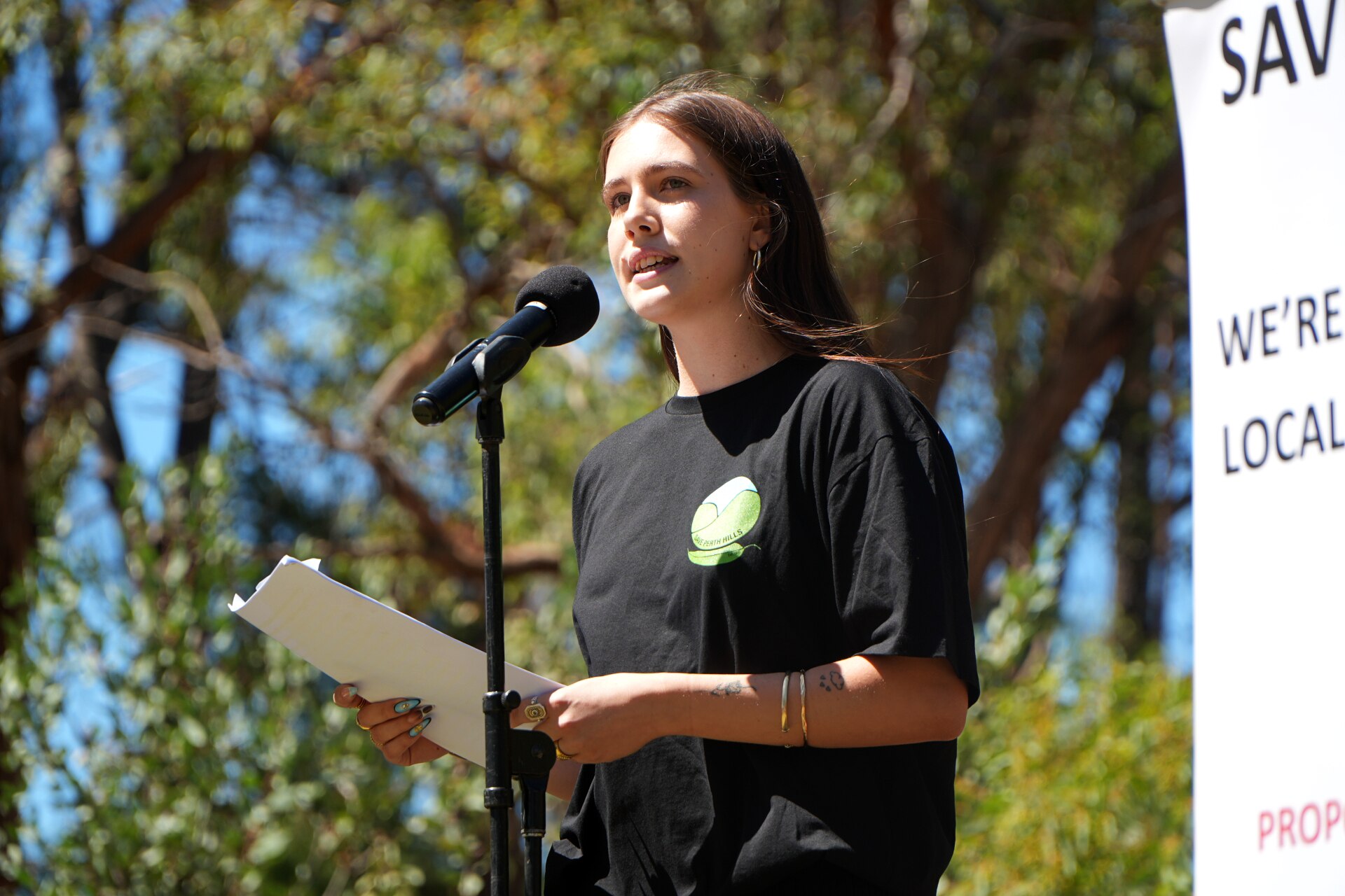 Cleo Williams  speaking to a crowd.