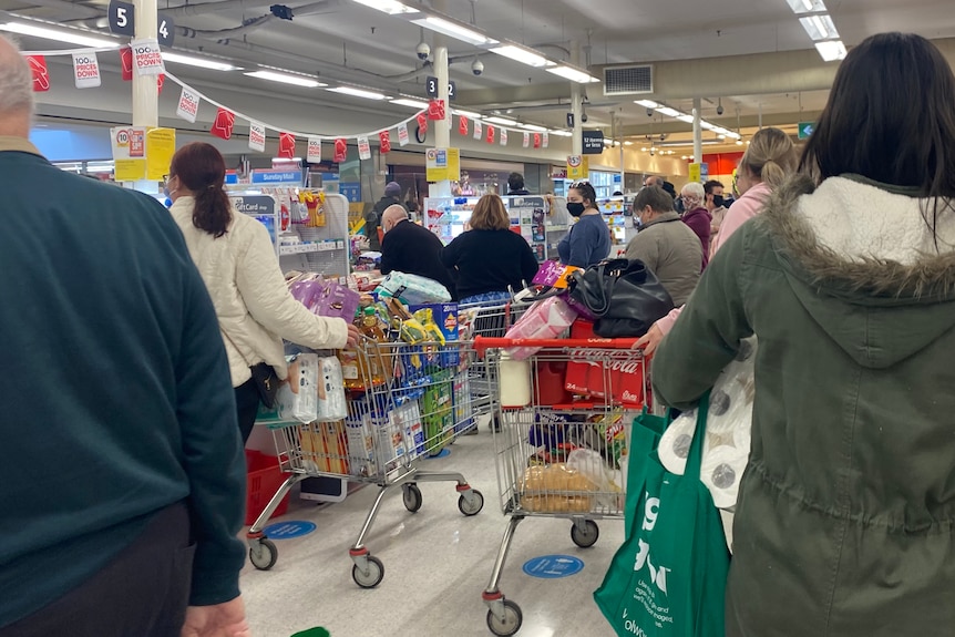 A Coles supermarket in Port Pirie packed with shoppers.