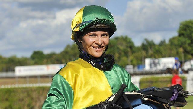 Simone Montgomerie in her racing colours at Darwin's Fannie Bay Racetrack
