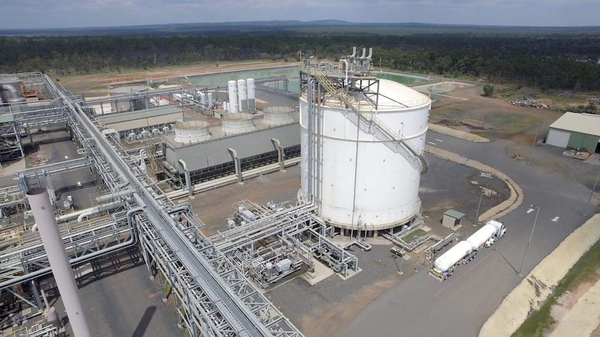 An aerial shot of an ammonia plant