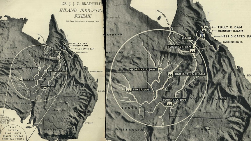 A black and white image of part of Australia showing details of how the scheme would work.